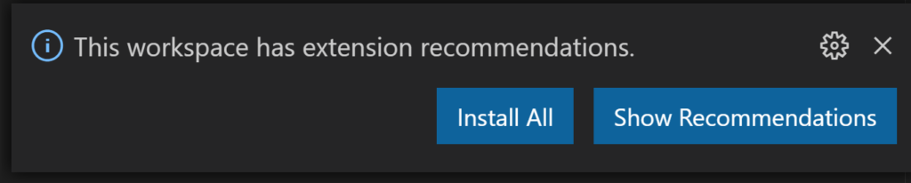 Default extension. Do you want to install the recommended Extensions for Python?.